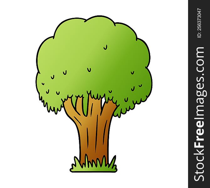Gradient Cartoon Doodle Of A Summer Tree