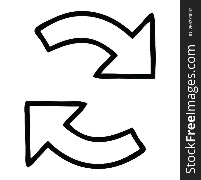 line drawing cartoon of a recycling arrows