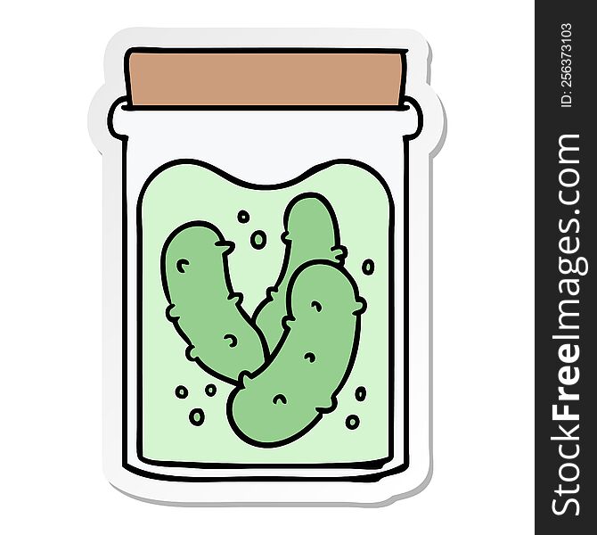 sticker cartoon doodle jar of pickled gherkins