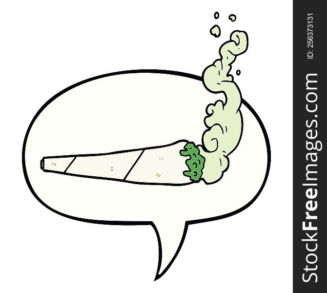 Cartoon Marijuiana Joint And Speech Bubble