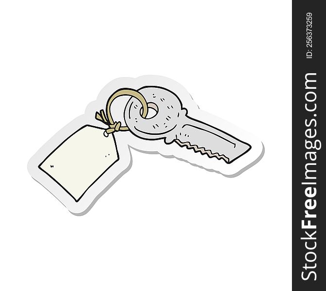 sticker of a cartoon key with tag