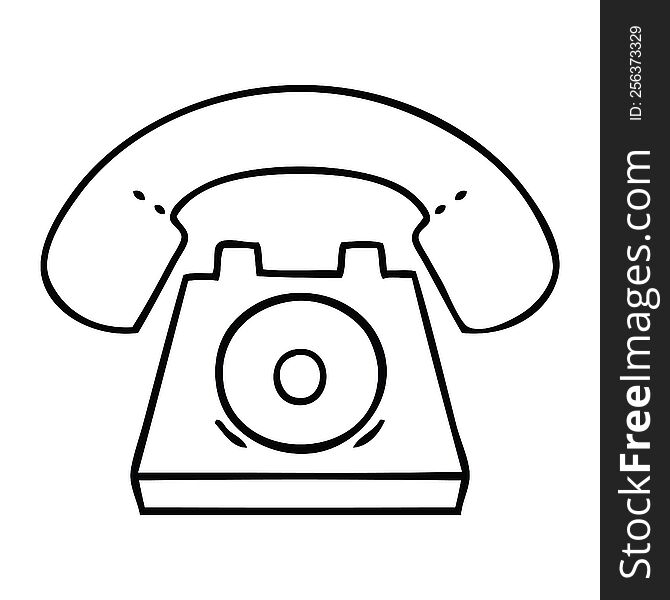 Line Drawing Cartoon Red Telephone