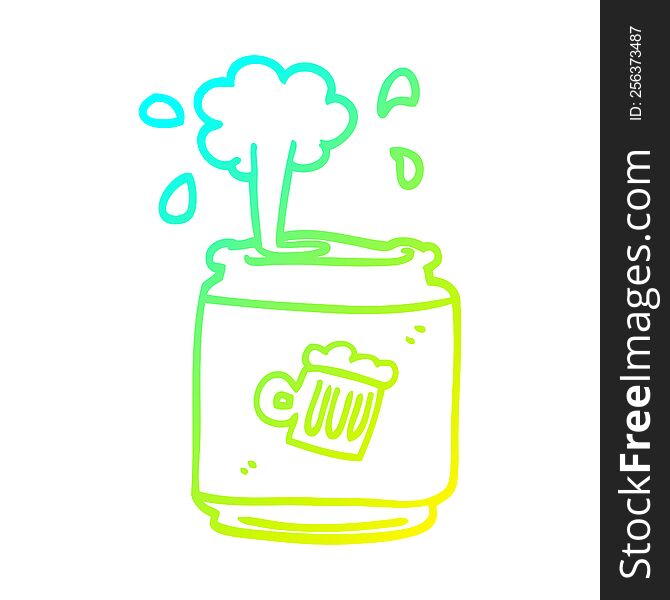 cold gradient line drawing of a cartoon can of beer