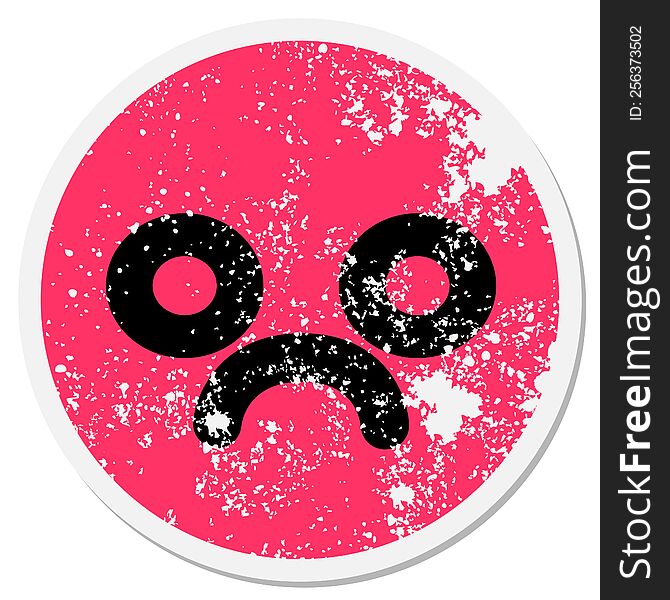 unhappy face circular sticker