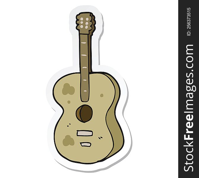 sticker of a cartoon guitar