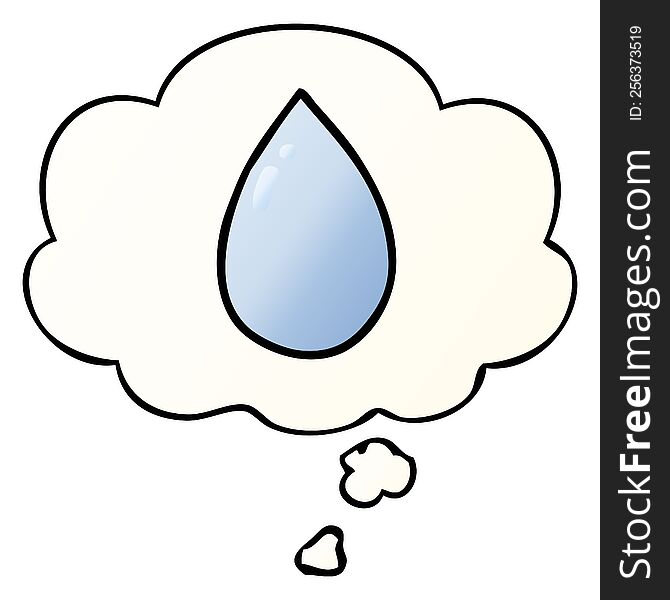 Cartoon Water Droplet And Thought Bubble In Smooth Gradient Style