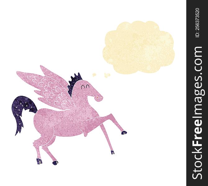 cartoon pegasus with thought bubble