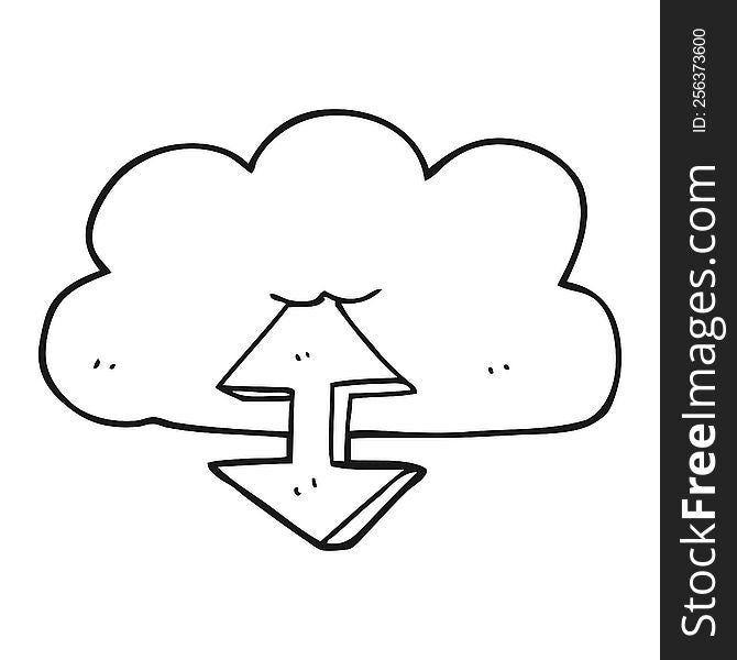 freehand drawn black and white cartoon digital cloud