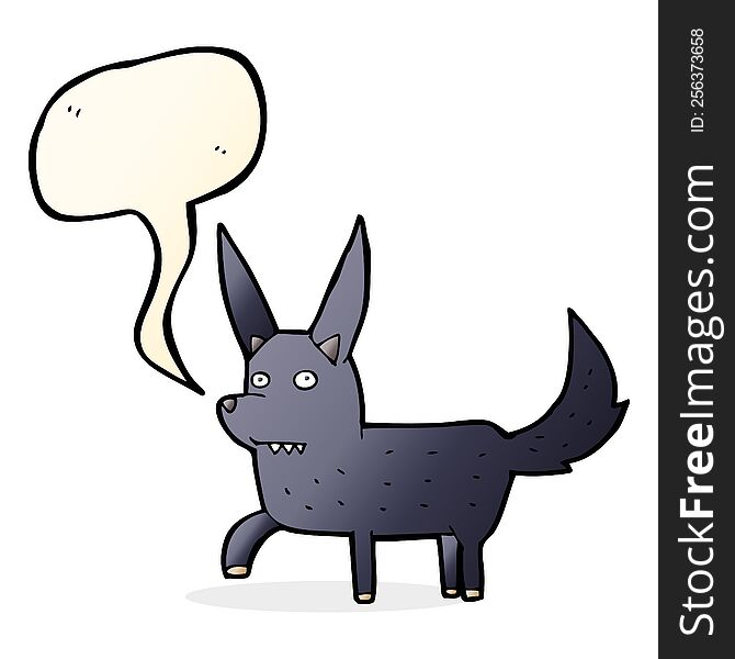 cartoon wild dog with speech bubble