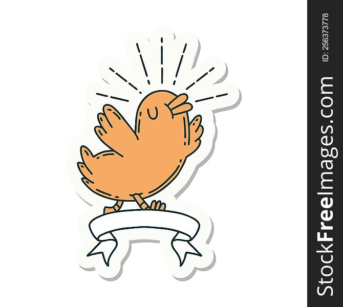 Sticker Of Tattoo Style Happy Bird