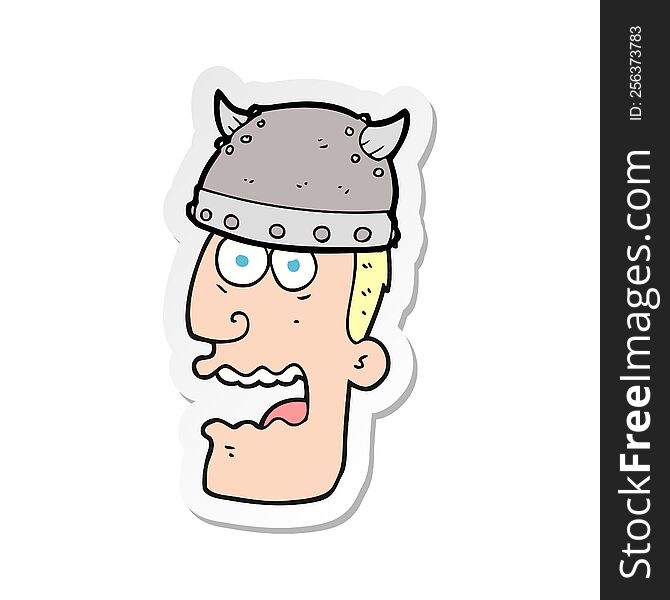 Sticker Of A Cartoon Screaming Warrior Man