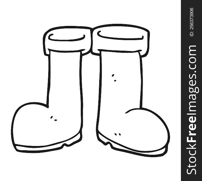 Black And White Cartoon Wellington Boots