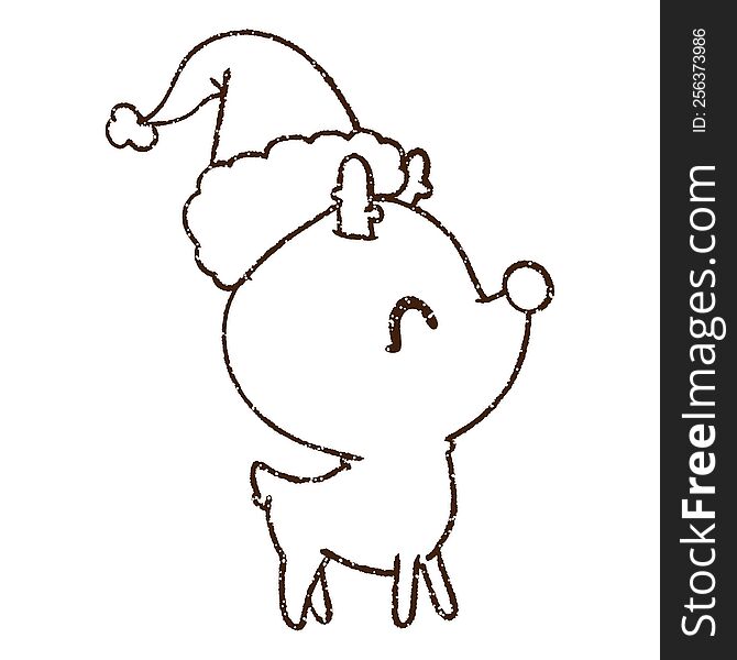 Christmas Reindeer Charcoal Drawing