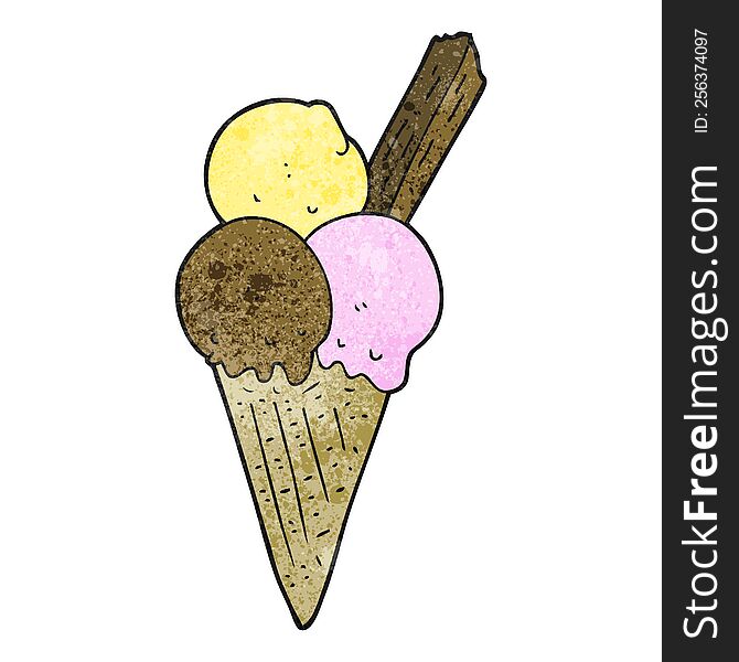 Textured Cartoon Ice Cream Cone
