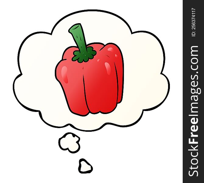 Cartoon Pepper And Thought Bubble In Smooth Gradient Style