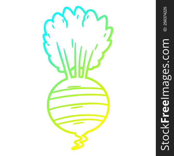 cold gradient line drawing of a cartoon root vegetable