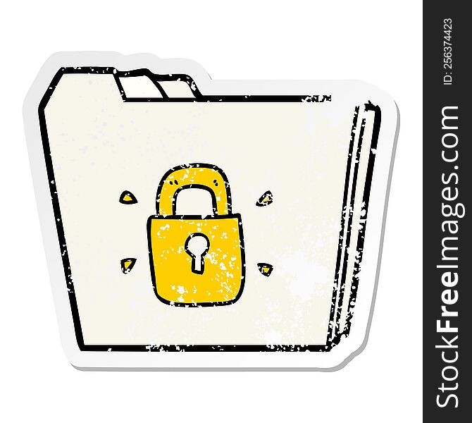 distressed sticker of a cartoon locked files