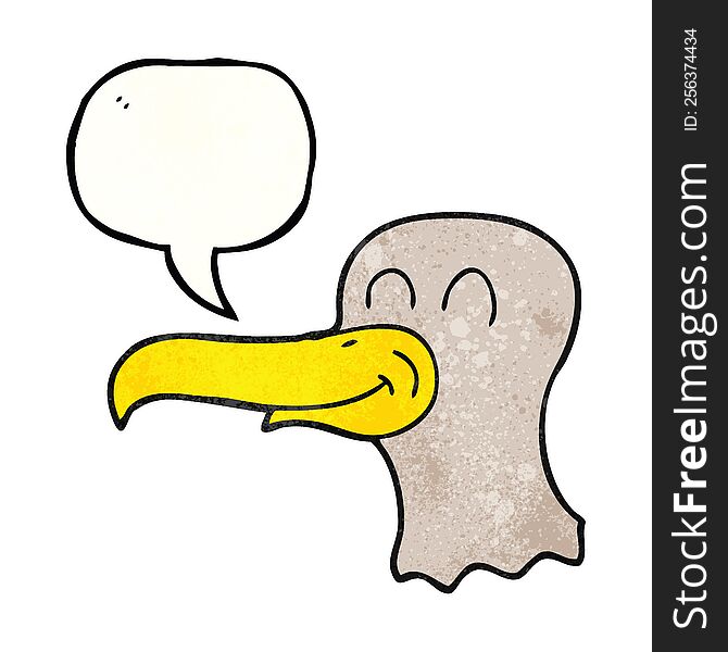 freehand speech bubble textured cartoon seagull