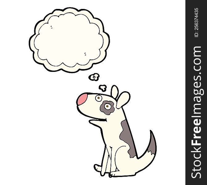 Cartoon Happy Dog With Thought Bubble