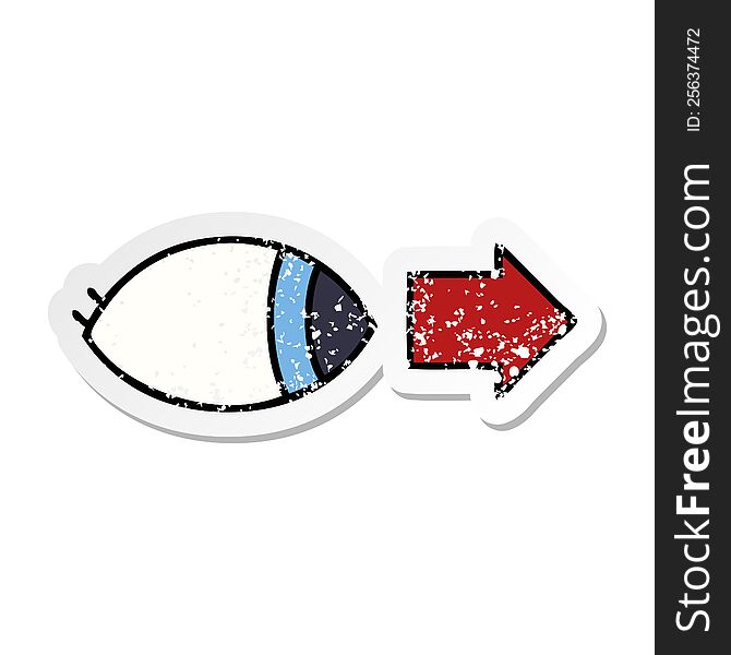 distressed sticker of a cute cartoon eye looking to one side