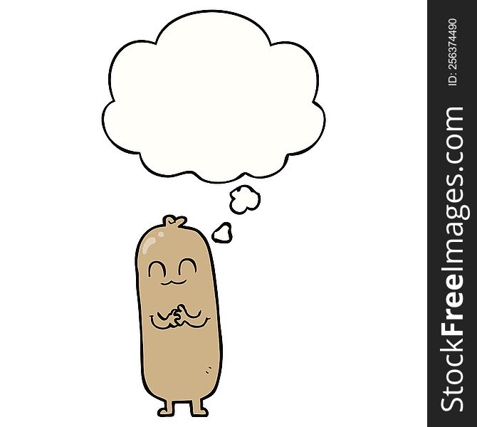 cartoon sausage with thought bubble. cartoon sausage with thought bubble