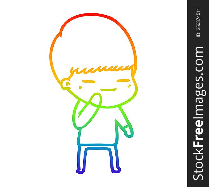 Rainbow Gradient Line Drawing Cartoon Smug Boy