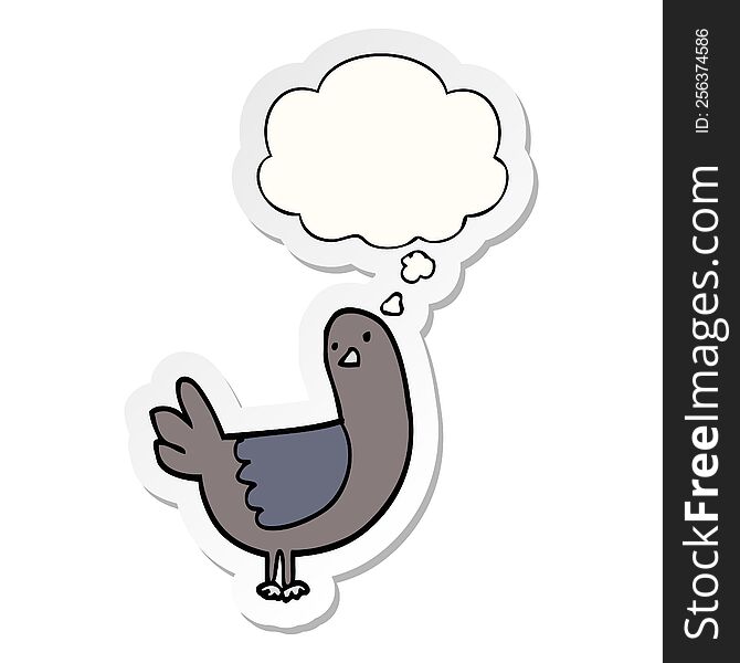 cartoon pigeon with thought bubble as a printed sticker