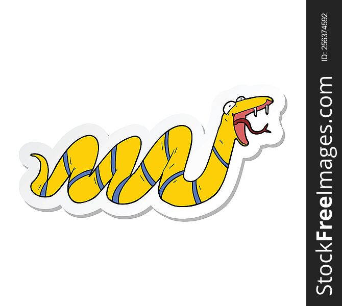 sticker of a cartoon crawling snake