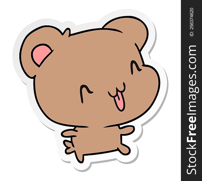 sticker cartoon illustration kawaii cute happy bear. sticker cartoon illustration kawaii cute happy bear