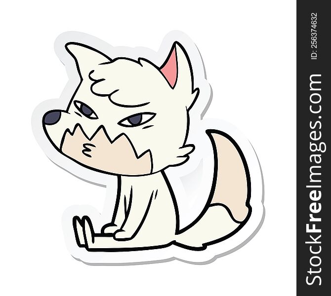 Sticker Of A Clever Cartoon Fox
