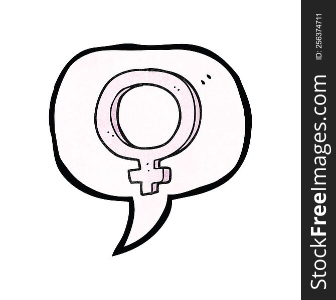 freehand speech bubble textured cartoon female symbol