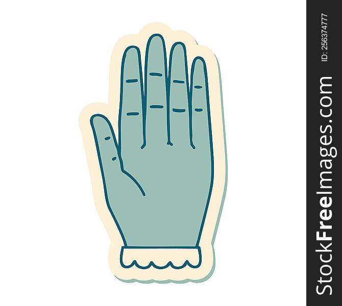 sticker of tattoo in traditional style of a hand. sticker of tattoo in traditional style of a hand
