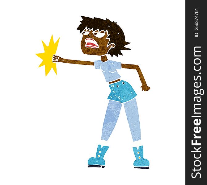 cartoon woman punching