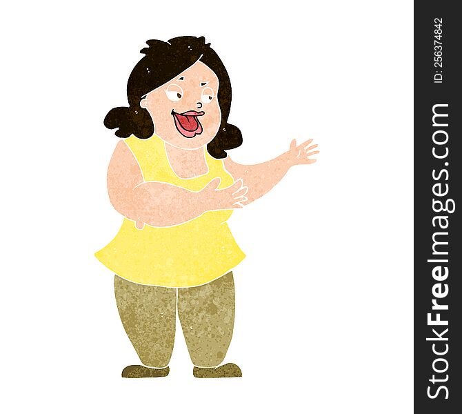 Cartoon Happy Fat Woman