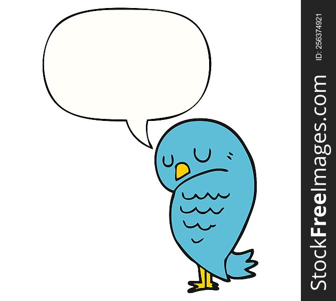 cartoon bird with speech bubble. cartoon bird with speech bubble