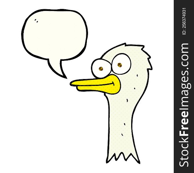 Comic Book Speech Bubble Cartoon Ostrich Head