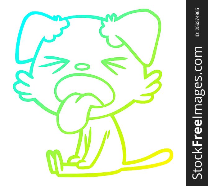cold gradient line drawing of a cartoon sitting dog
