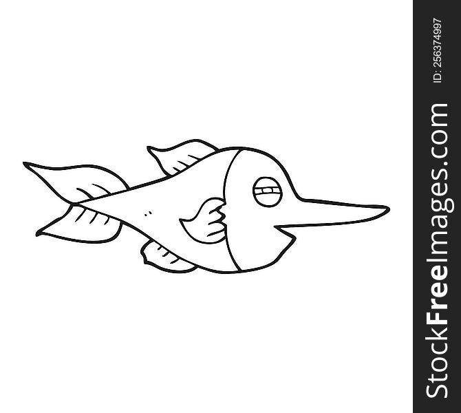 Black And White Cartoon Swordfish