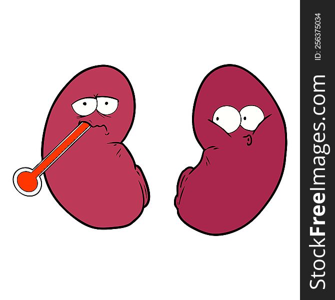 cartoon unhealthy kidney. cartoon unhealthy kidney