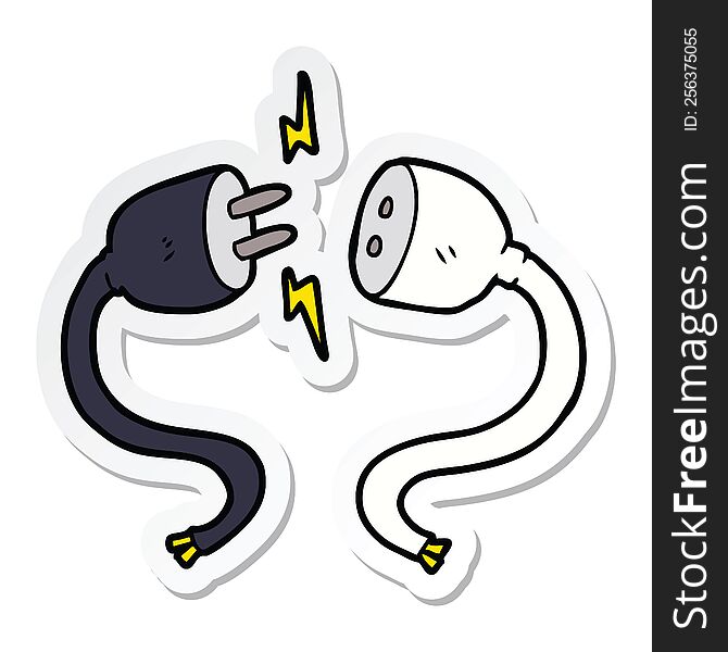 Sticker Of A Cartoon Plug And Socket