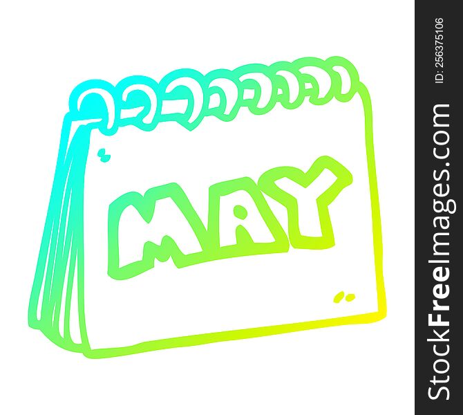 cold gradient line drawing of a cartoon calendar showing month of may
