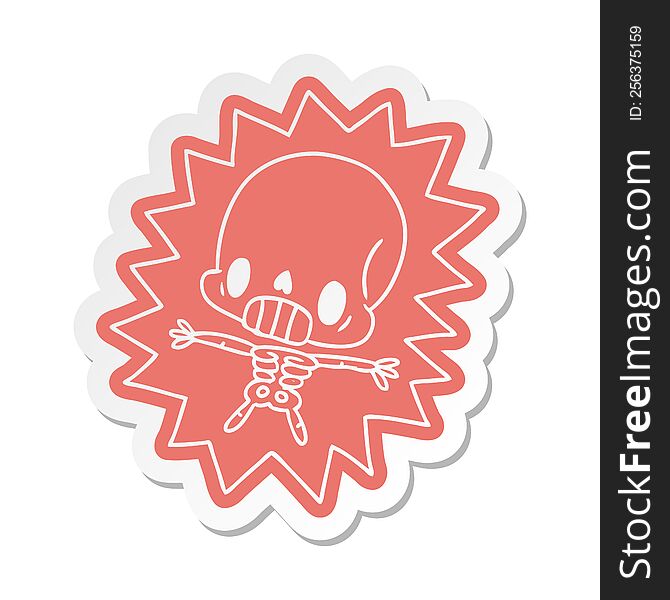Cartoon Sticker Kawaii Electrocuted Skeleton