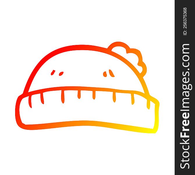 Warm Gradient Line Drawing Cartoon Woolly Hat