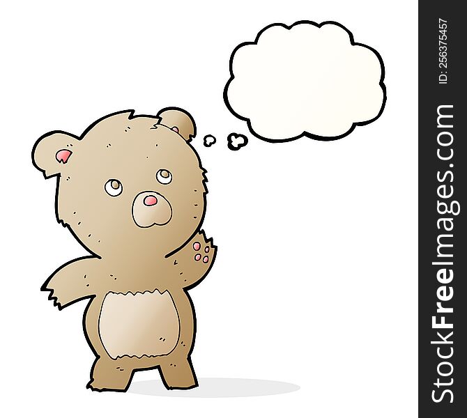Cartoon Curious Teddy Bear With Thought Bubble