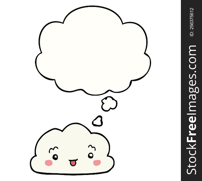 cartoon cloud with thought bubble. cartoon cloud with thought bubble