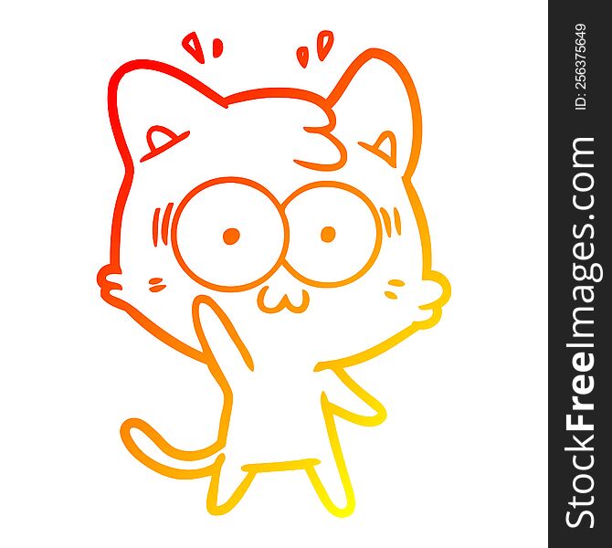 Warm Gradient Line Drawing Cartoon Surprised Cat
