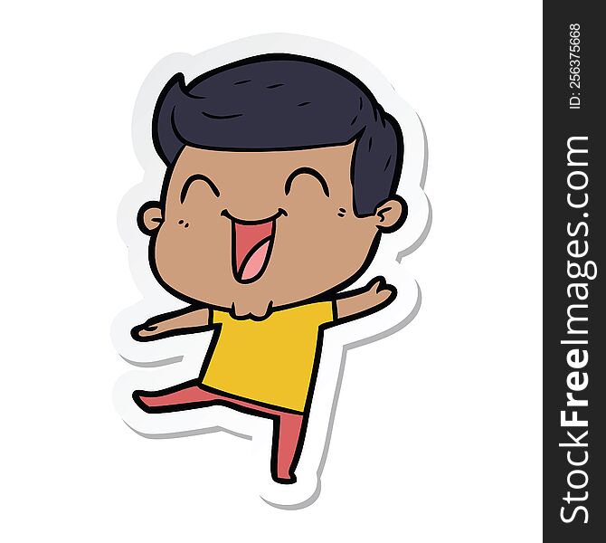 sticker of a cartoon man laughing