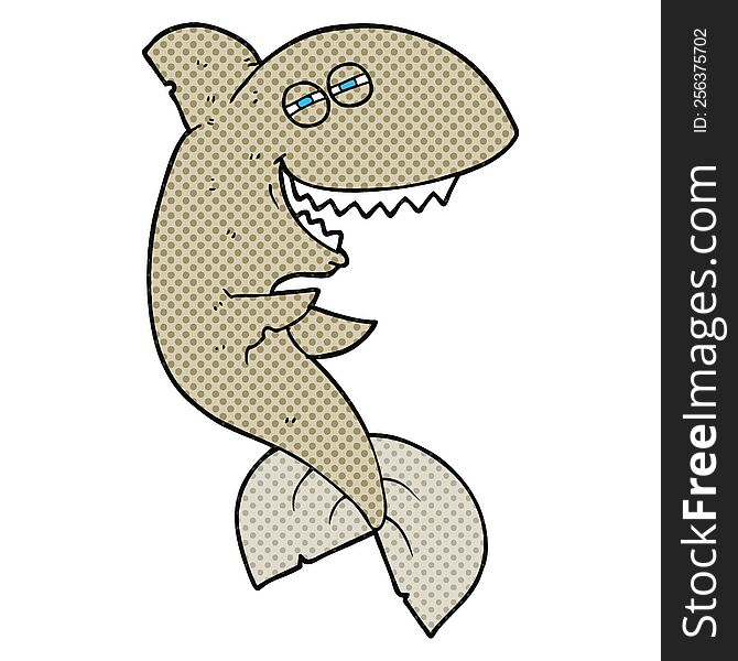 freehand drawn cartoon laughing shark