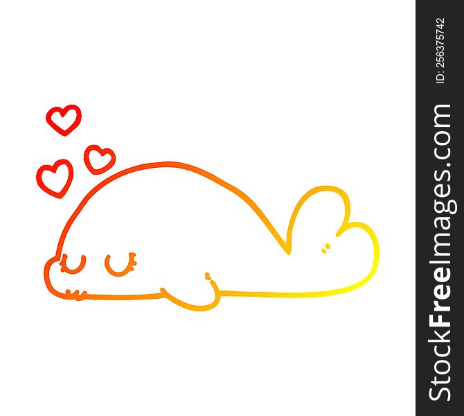 warm gradient line drawing of a cute cartoon dolphin