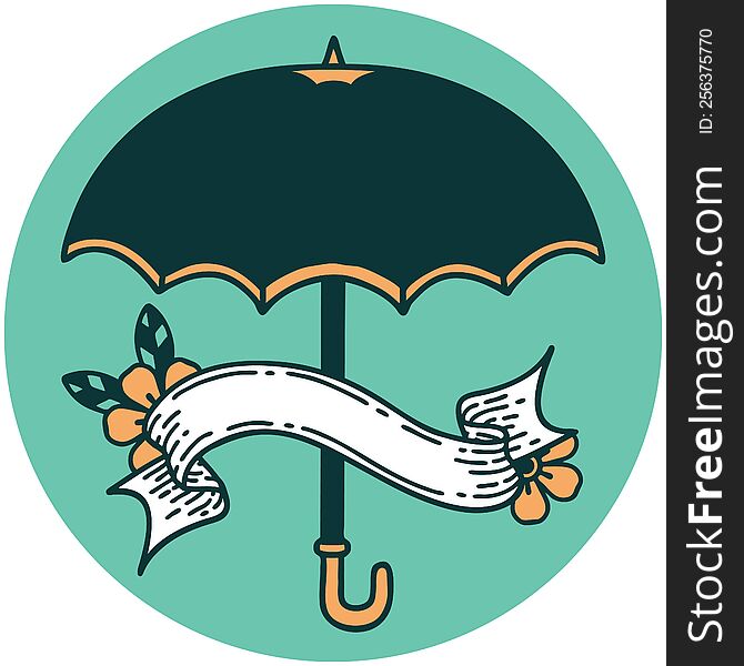 Icon With Banner Of An Umbrella
